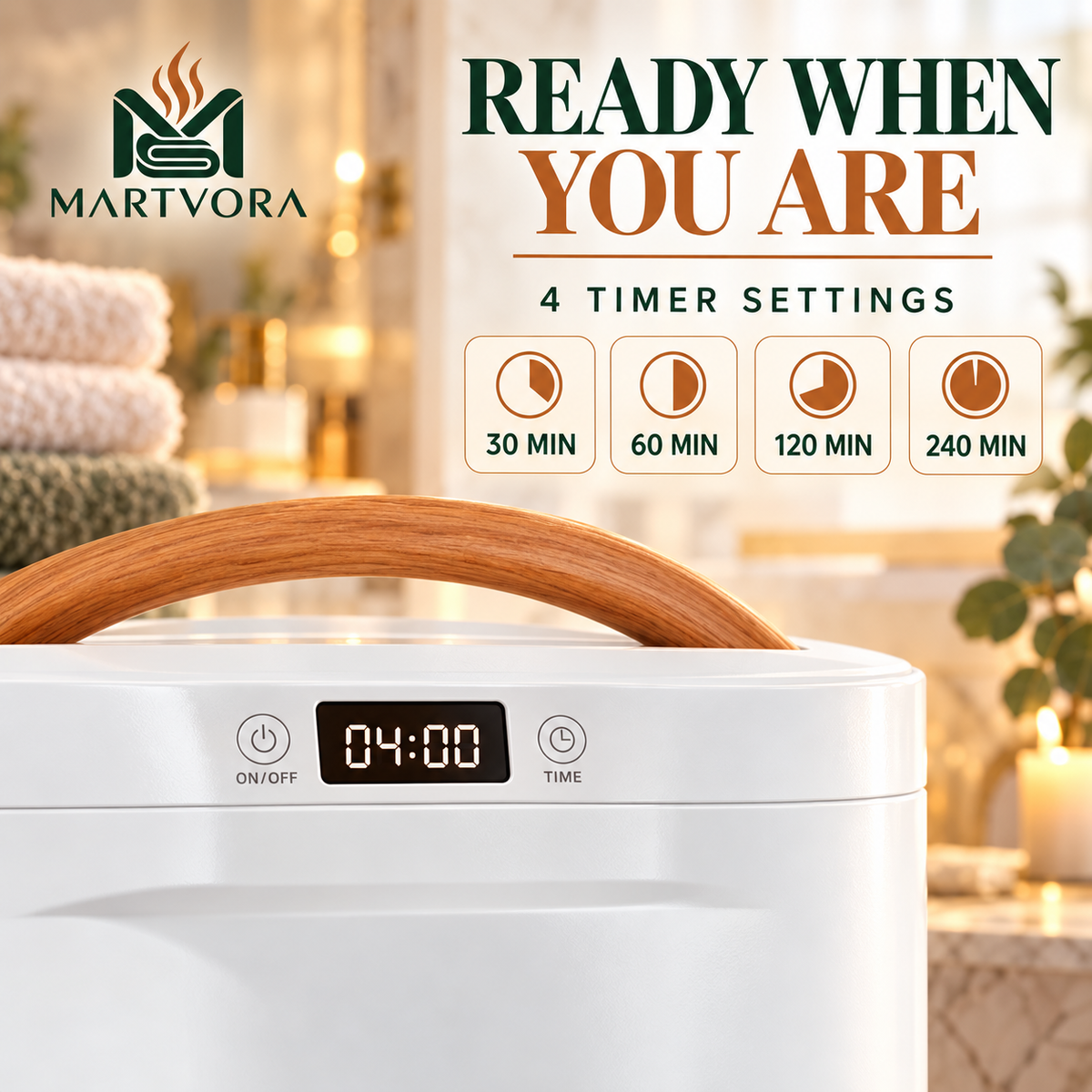 MARTVORA™ 20L Luxury Towel Warmer Bucket – Rapid Heating Spa Towel & Robe Heater for Bathroom