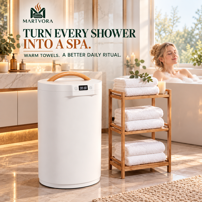 MARTVORA™ 20L Luxury Towel Warmer Bucket – Rapid Heating Spa Towel & Robe Heater for Bathroom